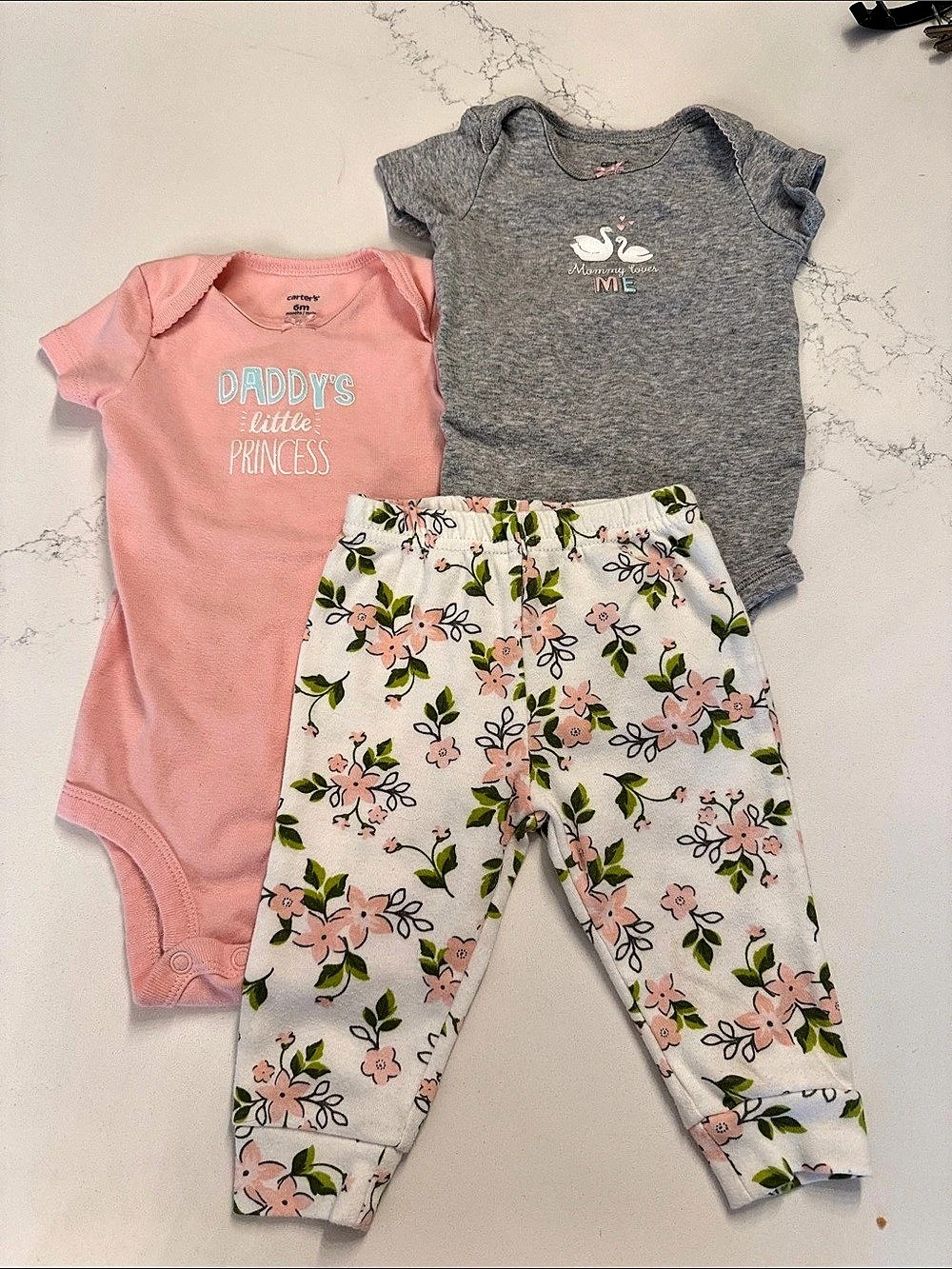 Carter's Baby Girl Bodysuits and Baby Essentials Floral Pants Set Baby 6M
